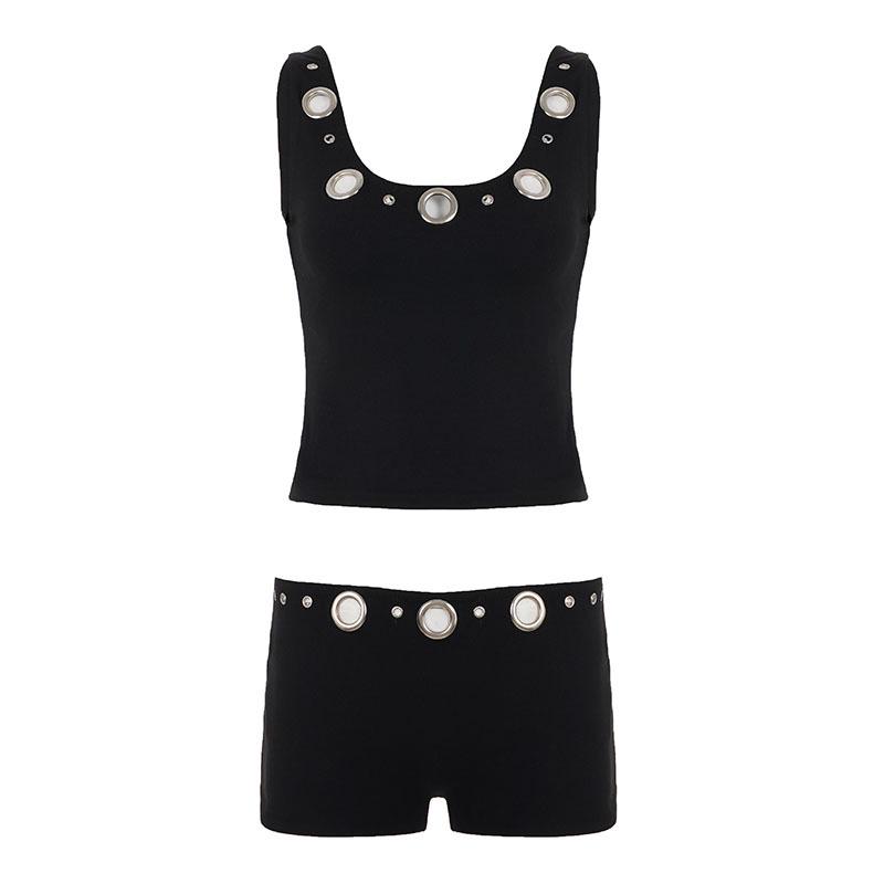 Spicy U-Neck Camisole & Low-Waist Shorts Street Style Set Medium
