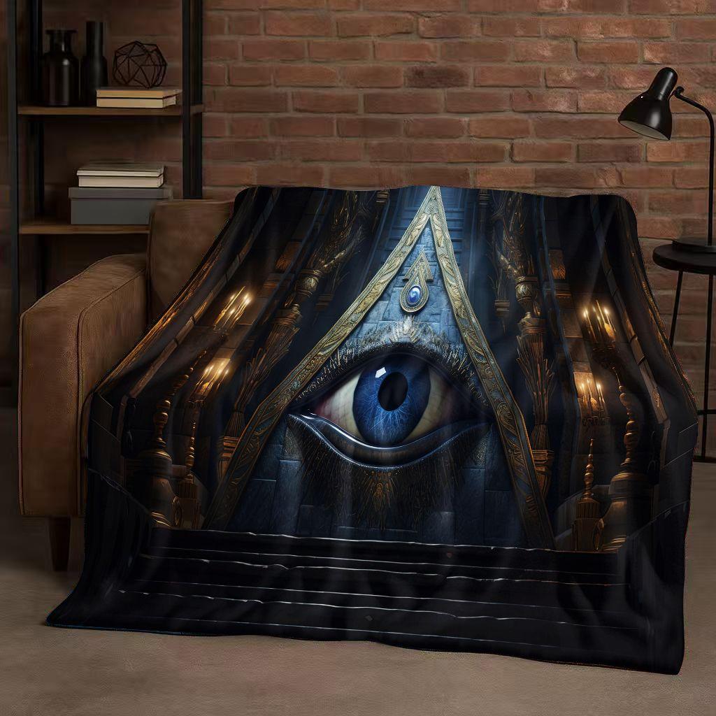 Freemasonry All Seeing Eye Symbol Evil Eye Art Flannel Blanket,Ultra Soft Warm Plush Throw for Home Bedroom Bed Sofa Cover Kids
