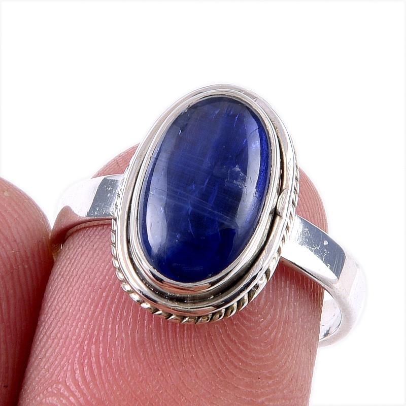 

Natural Kyanite Gemstone Handmade 925 Solid Sterling Silver Gift Ring S.7 Z4n93