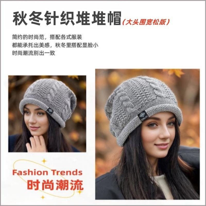 Winter new hat women's fashion ear protection knitted wool hat warm loose pile hat