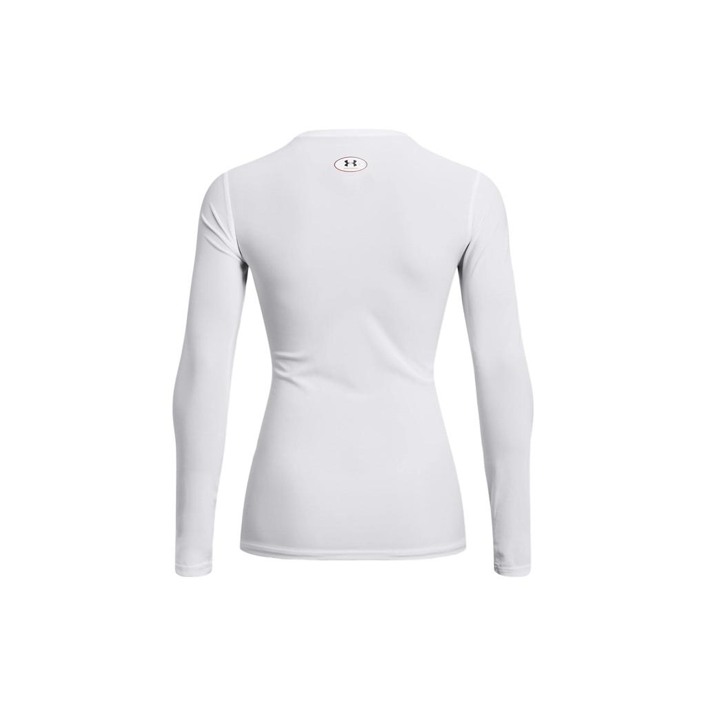 Under Armour HeatGear® OG Logo Printed Crew Neck Slim Fit Long Sleeve Workout Top Women Tops White 1387697-100