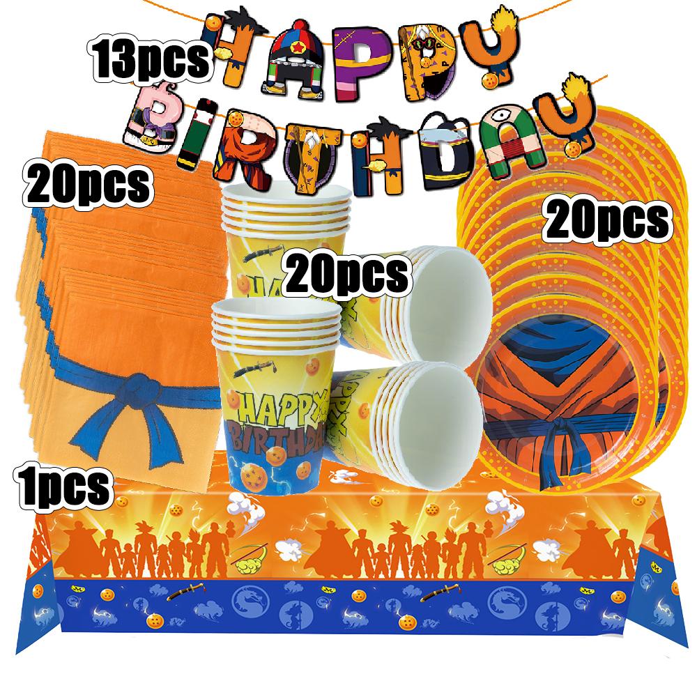 Dragon ball Birthday Decoration Goku Figure Stickers Balloons Disposable Tableware Tablecloth Straw Plates Baby Shower Supplies