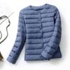 Down Jacket Women's Light and Thin Short Round Neck Long-sleeved Korean Version Large Size Slim V-neck Jacket