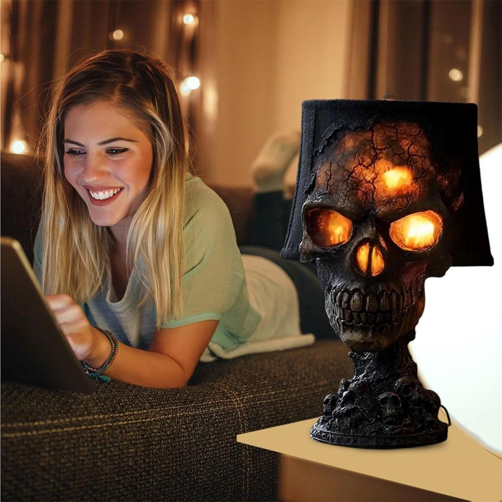 Resin Skull Lamp Halloween Lights For Gothic Vibes Halloween Party Supplies Decor
