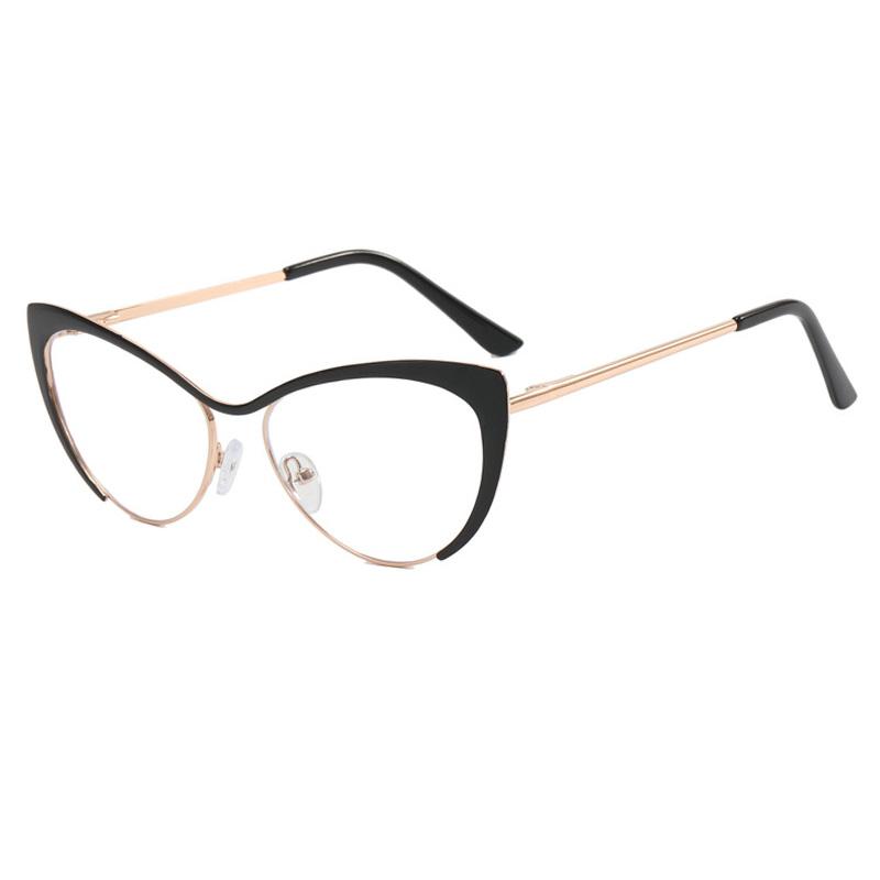 SHAUNA Anti-Blue Light Fashion Women Cat Eye Optical Glasses Frames Spring Hinger Metal Gradient Sunglasses UV400