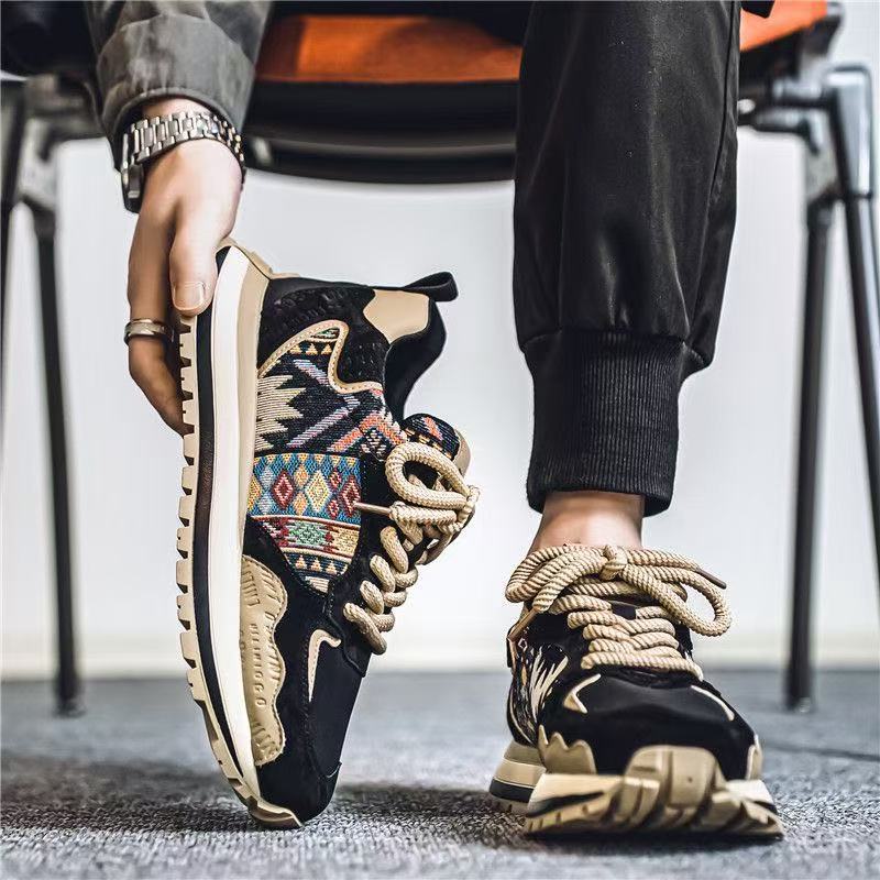 Men's All-Season Casual Sneakers 2025 New Trendy Dad Shoes Low Top Thick Sole Versatile