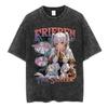 Washed Vintage Anime Frieren Beyond Journeys End Himmel Tshirt Men Women Fashion Harajuku Short Sleeve Cotton Casual Tshirts
