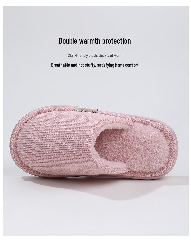 2025 New Women's Plush Cotton Slippers: Thick-Soled, Warm, Autumn/Winter Indoor Shoes