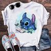 Kawaii Stitch Women's Fashion Top Casual Women's Round Neck T-Shirts Harajuku 90s Cute Stitch Women's Short Sleeves Tops Tees
