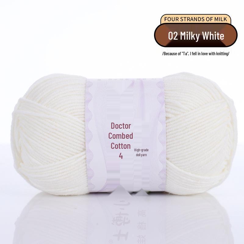 40g 4-Ply Combed Milk Cotton Yarn - Little Doctor, Medium-Thick for DIY Knitting Projects: Dolls, Cushions, Blankets