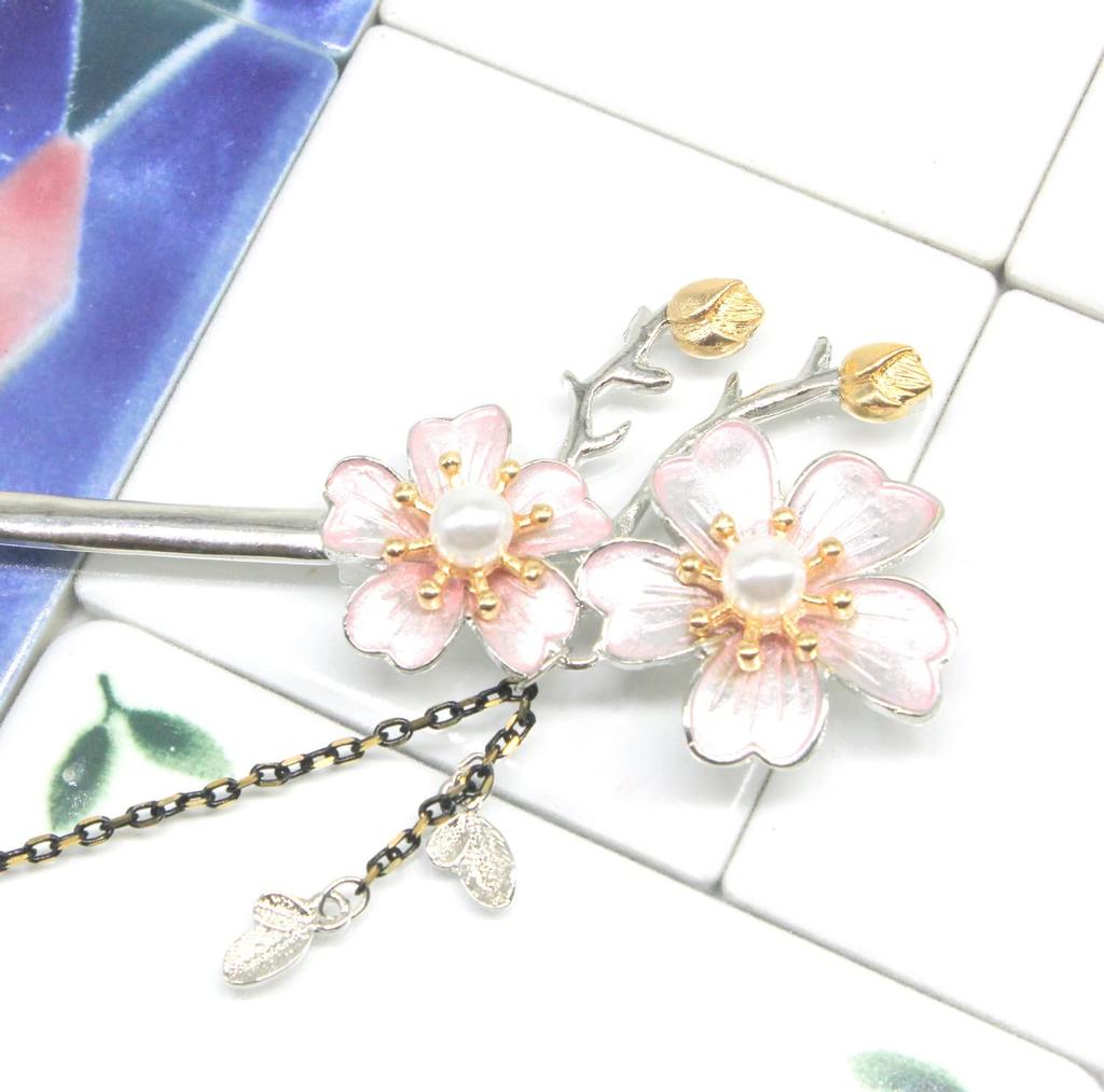 [Miaomyao] Miaomyao Hairpin (Kanzashi) - Single Hairpin for Japanese Traditional Clothing (Tomesode, Kimono, Etc.) - Metal, Antique Style, Cubic