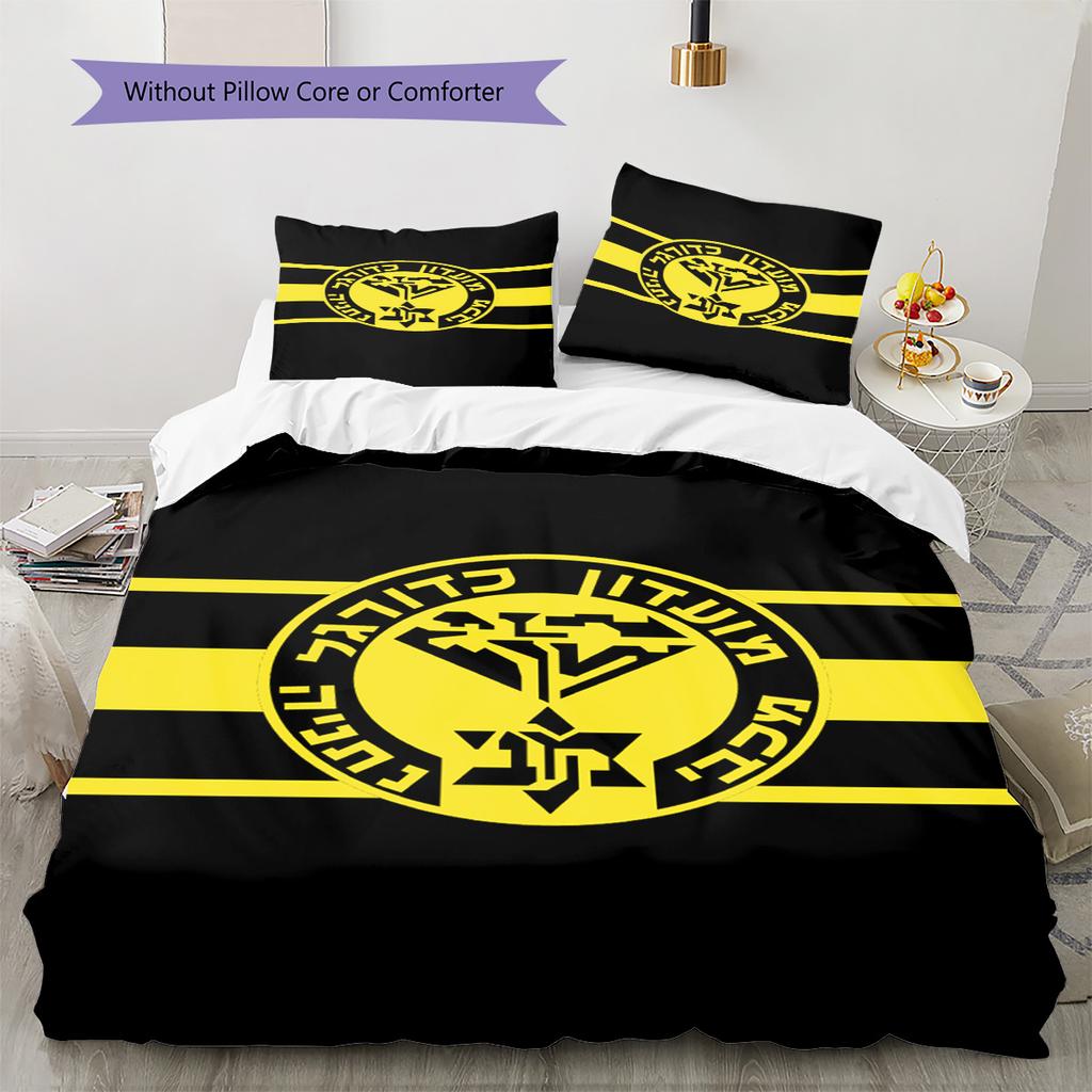 Juego de Ropa de Cama con Patrón del Maccabi Netanya FC Funda Nórdica Funda de Almohada Decoración del Hogar Regalo (1 * funda nórdica + 2 * fundas de almohada, sin núcleo)