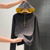 2025 Autumn/Winter Women's Color Block Hooded Velvet Top