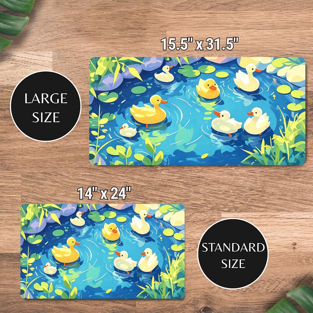 Cute Cartoon Duck Lotus Pond Mouse Pad Magic Playmat 24"X14" MTG TCG Office Desk Mat for Work Game Laptop Rug Carpet MousePad