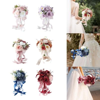Bridal Bouquet Elegant Home Decor Romantic Fake Artificial Rose Flower Birthday Gifts Wedding Mother's Day Homecoming Prom