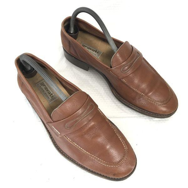 

Vintage 80s-90s Made in Italy Gravati Leather Loafer Moccasin Business Shoes Size 7 25.5-26.0cm Brown