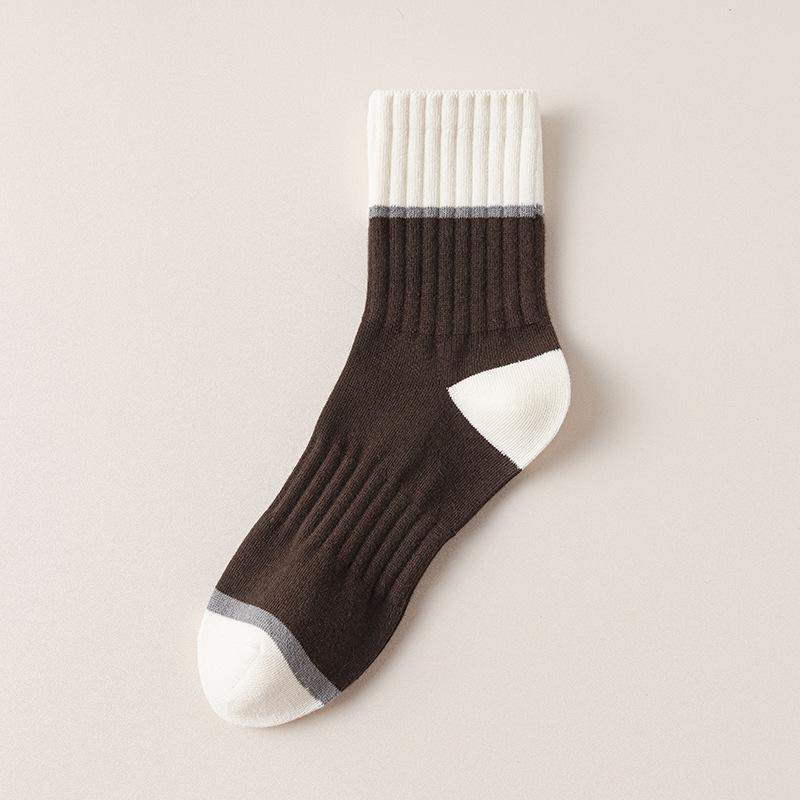 

Осенне-зимние мужские носки в полоску Zhuji : Средняя трубка, высокая эластичность, нескользящая, деловой стиль». K24770 Men s Mixed Color Mid-Tube