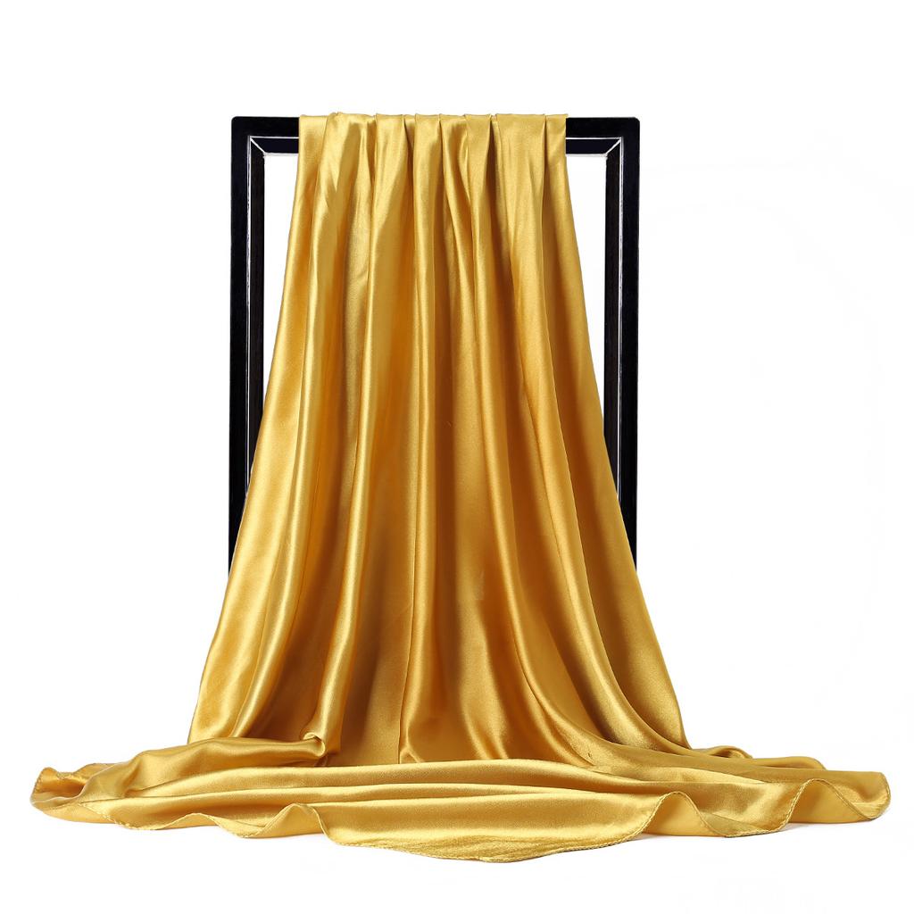 Luxury Brand Silk Scarf Women Satin Solid Color Hijab Scarves Muslim Pareo Bandana Female Shawl Wrap Headband Foulard 90*90cm