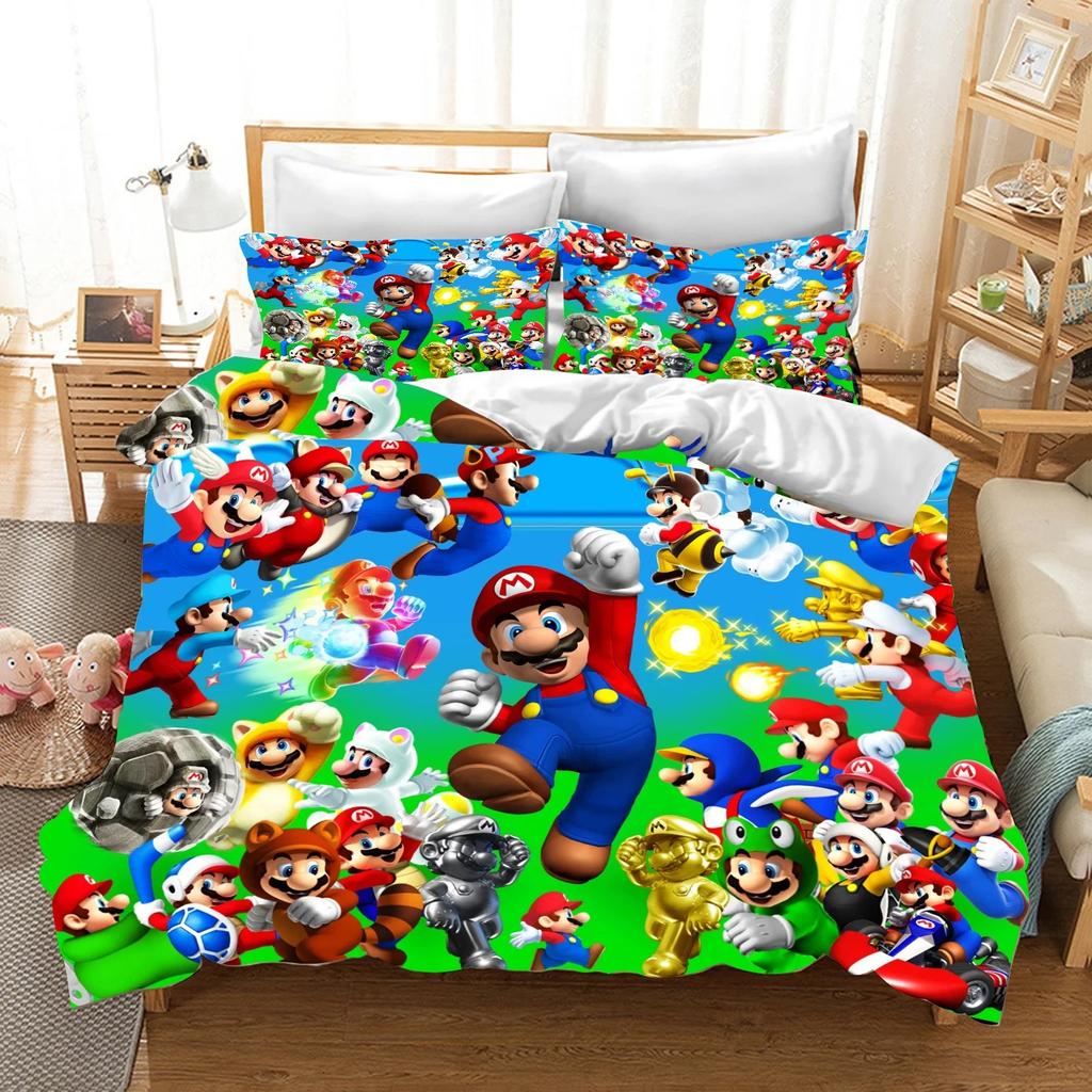 Super Mario Duvet Cover Set Comfortable and Warm Bedding Set for Decorating Your Bedroom and Enhancing Home Life for Teens Gifts