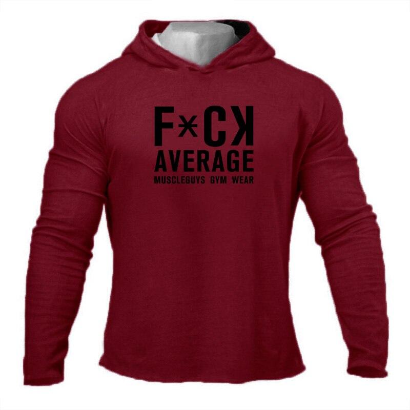 

Muscleguys, осенний свитер с капюшоном и длинными рукавами, мужская модная нижняя рубашка, повседневная молодежная красивая футболка XXL бордовый