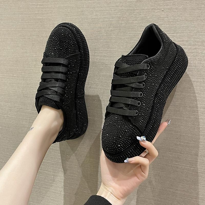 Fashion Fashion Women's Casual Shoes Water Diamond Thick Bottom Women's Sparkling Crystal Luxury Sports Shoes Designer Vulcanized Shoes