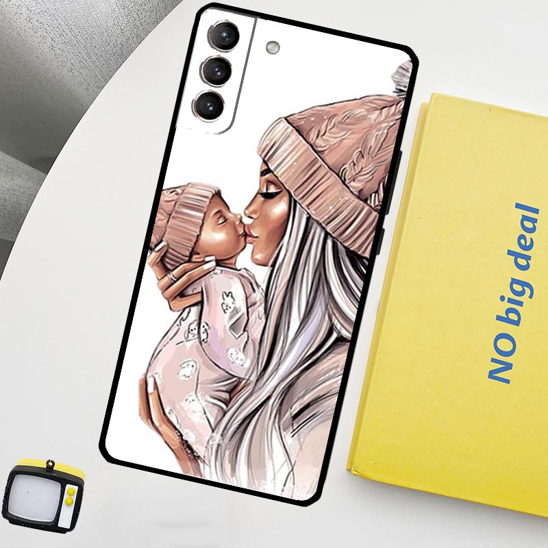 Familie Mama Mädchen Frauen Hülle Für Samsung Galaxy S23 FE S22 Ultra S20 S21 FE S8 S9 S10 Plus Note 10 20 Ultra Abdeckung