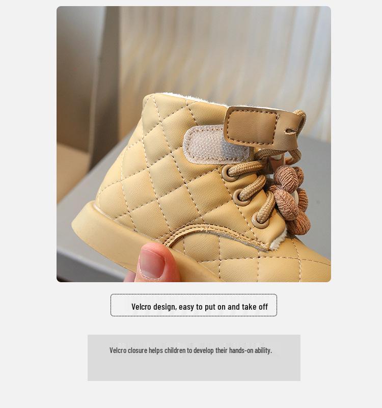 Children's 2025 Winter Velvet-Lined Leather Snow Boots – Cozy, Warm, and Stylish for Girls