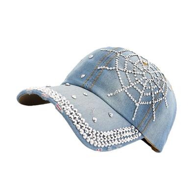 Rhinestones Baseball Hat Fashion Denims Hat Women Retros Street Hat Sunshades Hat for Fashion Enthusiasts