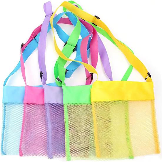 Children's Beach Digging Tools Storage Bag, Large Capacity, Portable Lightweight Mesh Bag, with Adjustable Strap, Beach Bag for Kids Toys Moving And