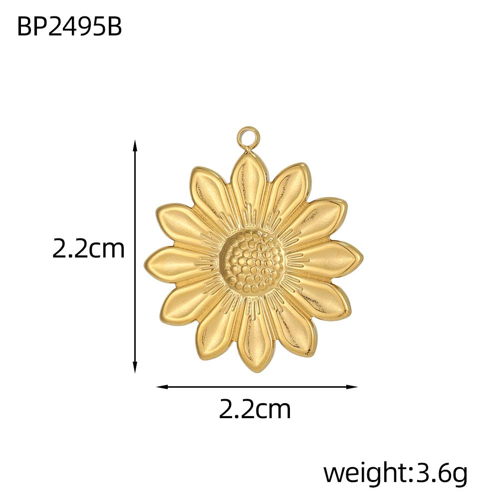 CARLIDANA Wasserdichte Edelstahl Goldfarbe Blatt Sonnenblume Rose Blume Anhänger Charms DIY Für Schmuckherstellung Zubehör