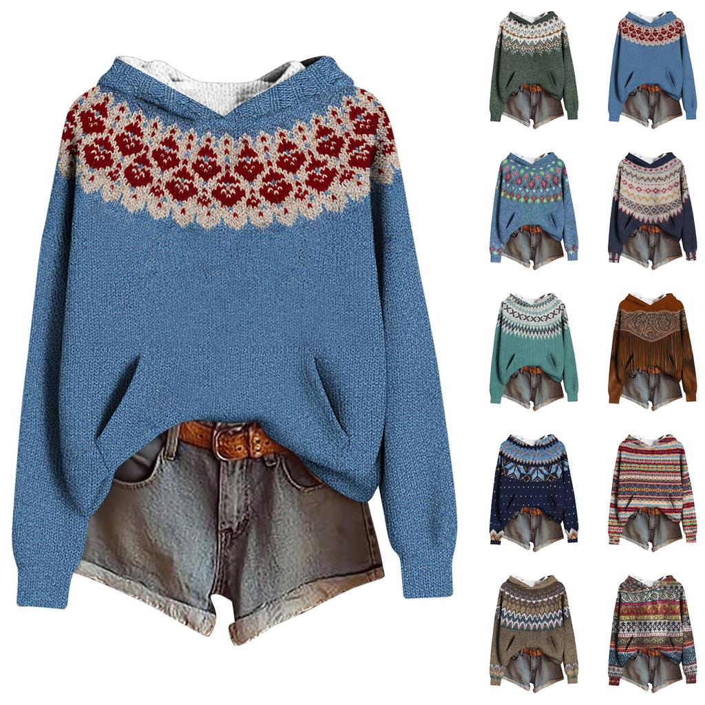 Sweatshirts For Women Knit Sweater Cute Shirt Fall Pullover Hooded Sweatshirt