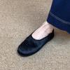 One Pedal Shallow Single Shoes Women's 2025 Autumn and Winter Niche Simple Fluffy Flat-bottomed Versatile Lazy Shoes Fashionable Grandma Shoes