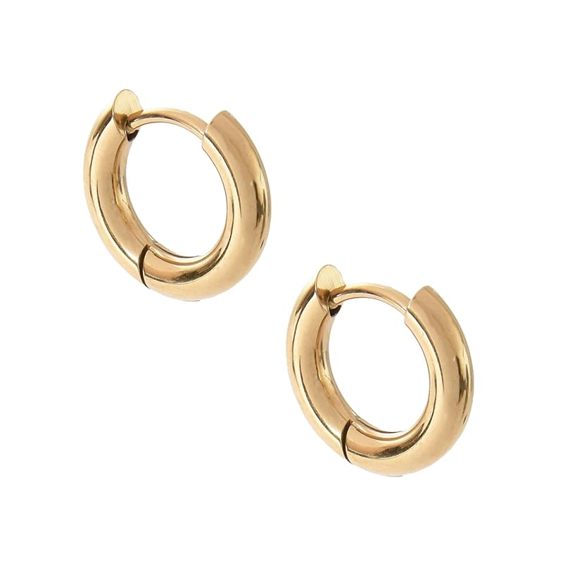 

[SCIOLTO] earrings hoop earrings ring earrings [18G set of 2 both ears] stainless Earrings that don t require a catch permanent earrings (Gold inner