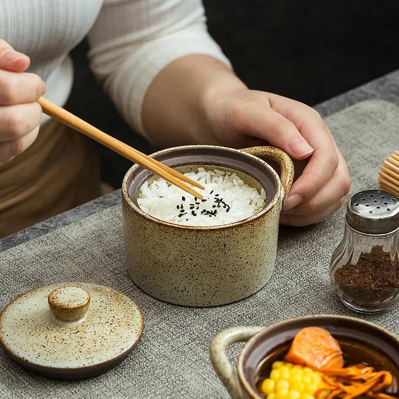 New Ceramic Small Stew Pot Bird's Nest Waterproof Stew Pot Small Soup Pot Japanese Coarse Pottery Soup Pot Household Food Bowl
