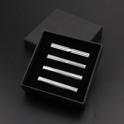 4pcs Men's Metal Tie Clip With Box Bright Chrome Stainless Steel Jewelry Necktie Clips Pin Clasp Clamp Wedding Creative Gifts