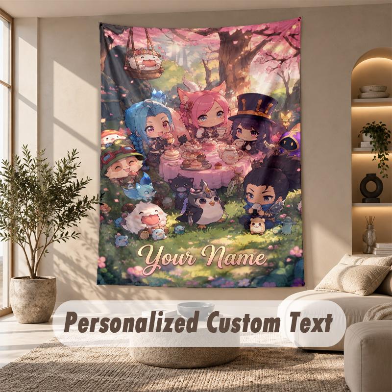 Tapestry Custom Name Text, Wall Hanging Tapestry Home Room DecorLeague of Legends