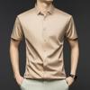 2025 Herren Sommer Eis Seide Kurzarmhemd - Atmungsaktiv, Knitterarm, Nahtlos, Einfarbig, Vielseitig Business Casual