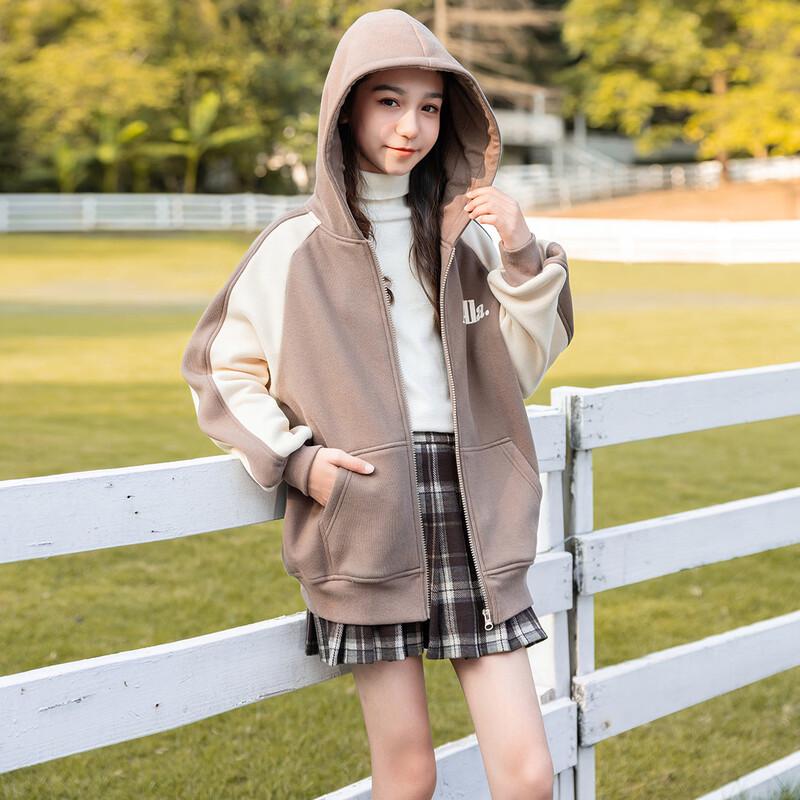 Girls' Winter Thickened Casual Hooded Jacket