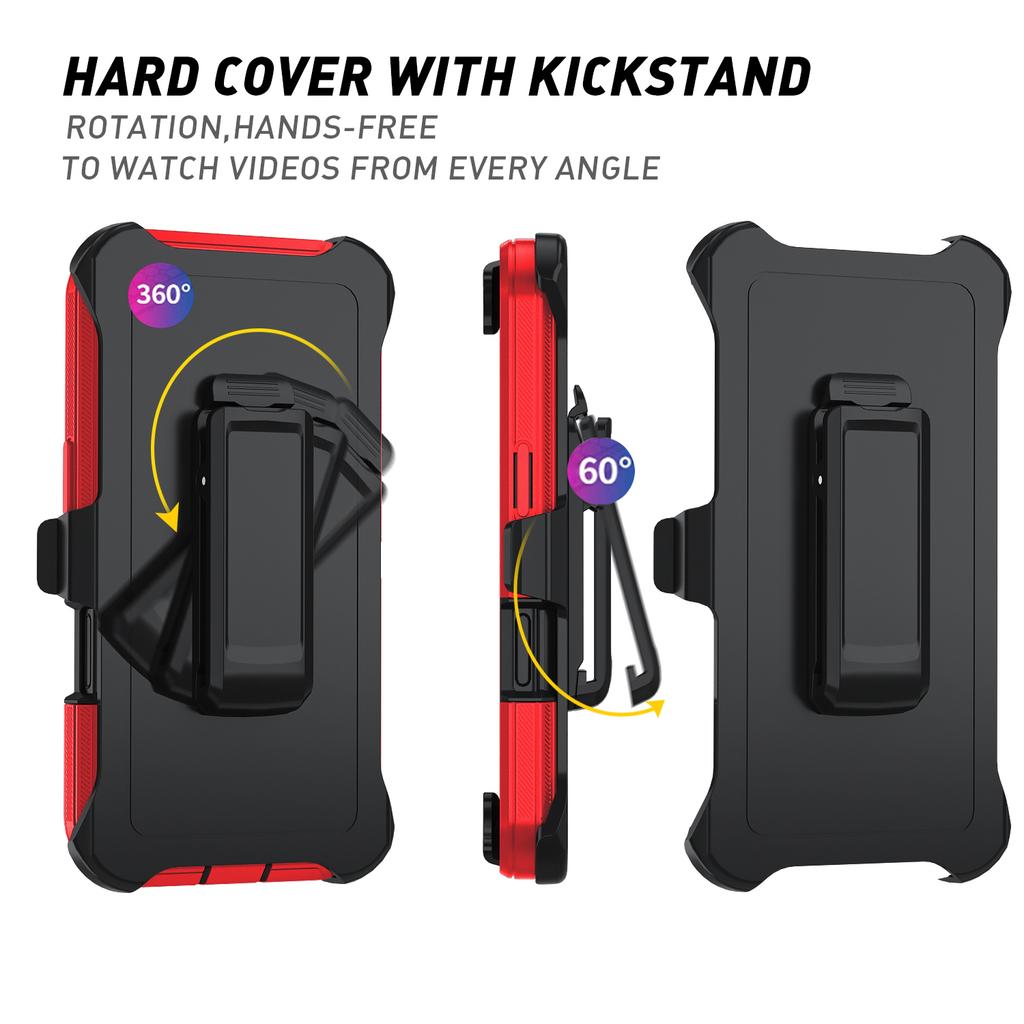 For iPhone 17 Rugged Case PC + TPU Cell Phone Cover with Back Clip Kickstand