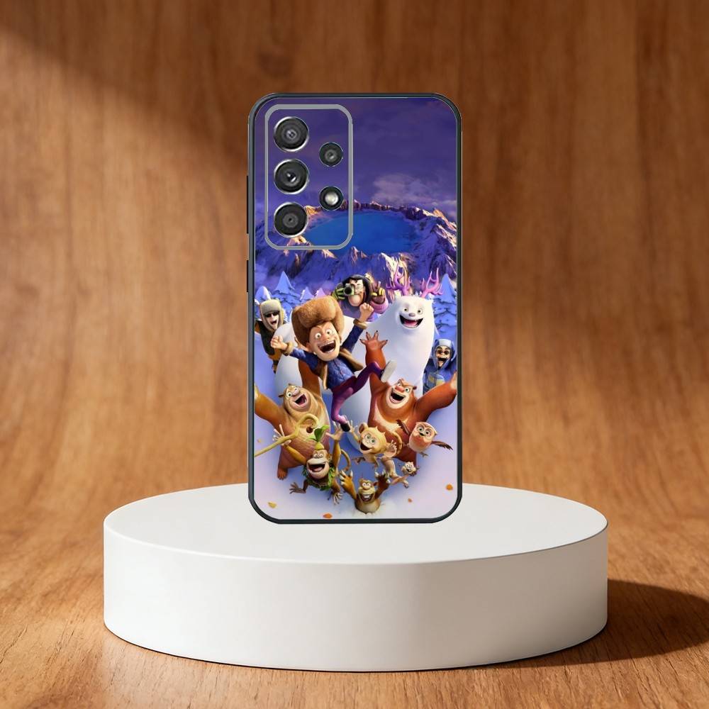 Cartoon Boonie Bears Phone Case For Samsung S25,S24,S21,S22,S23,S30,Ultra,S20,Plus,Fe,Note,10,9,5G Black Cover