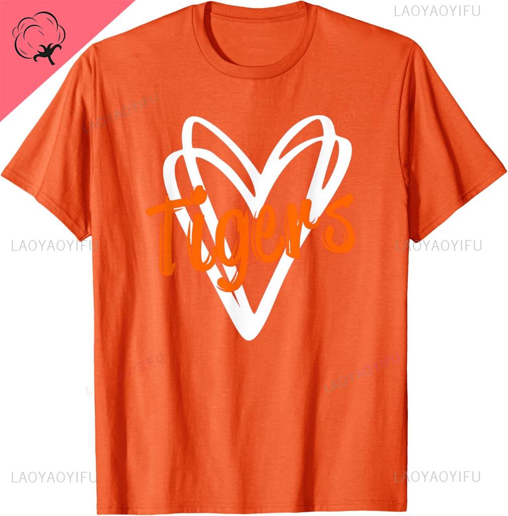 Tigri Scuola Sportiva Tifoso Spirito di Squadra Mascotte Carino Maglietta Cotone Stampa Design Originale Regali Magliette Coppia Camisas Streetwear
