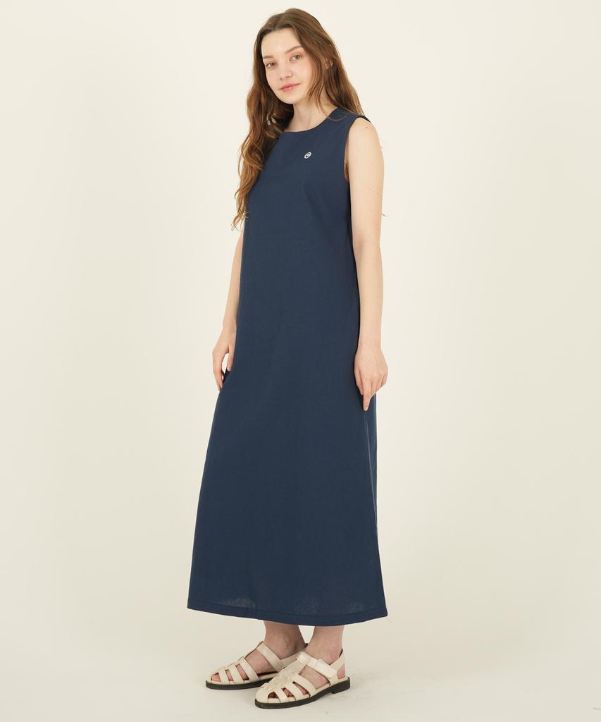 THE-ABON Women'S Summer Cotton Sleeveless Long Dress Beige