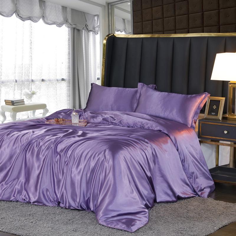 Summer Nude Four-Piece Solid Color Mulberry Silk Bedding Set with Ice Silk Bed Sheet