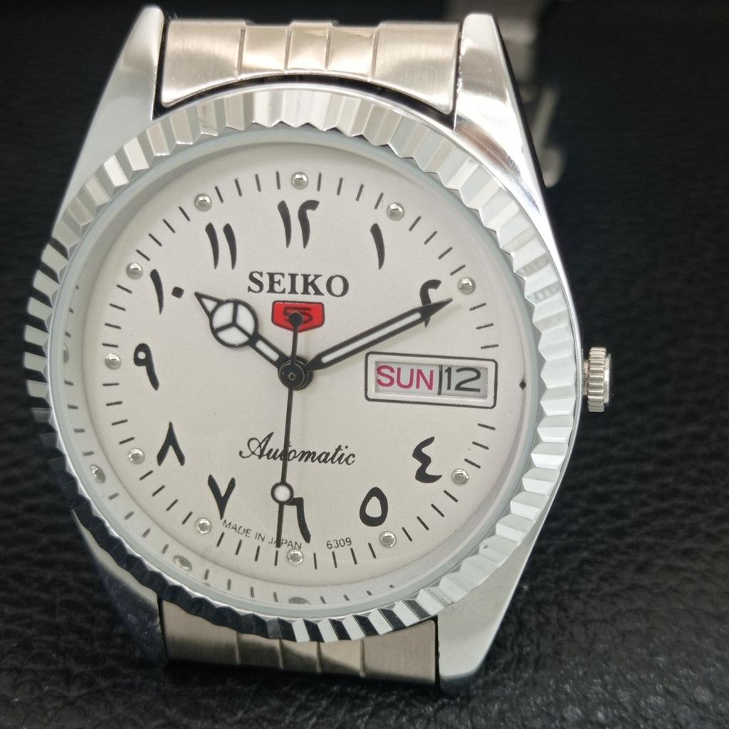 JAPAN VINTAGE REFURBISHED SEIKO 5 AUTOMATIC 6309A MENS WHITE WATCH A442496-1