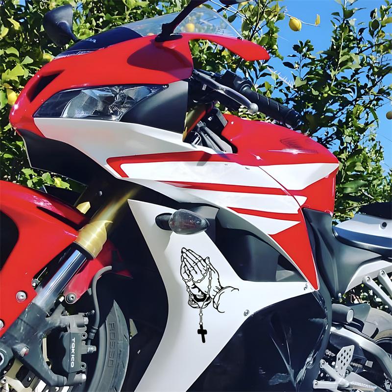 Prayer Gesture Car Body Sticker Buddha Hand Prayer Bead Holy Crucifix Style Car Sticker for Car Motorcycle Decorative Stickers