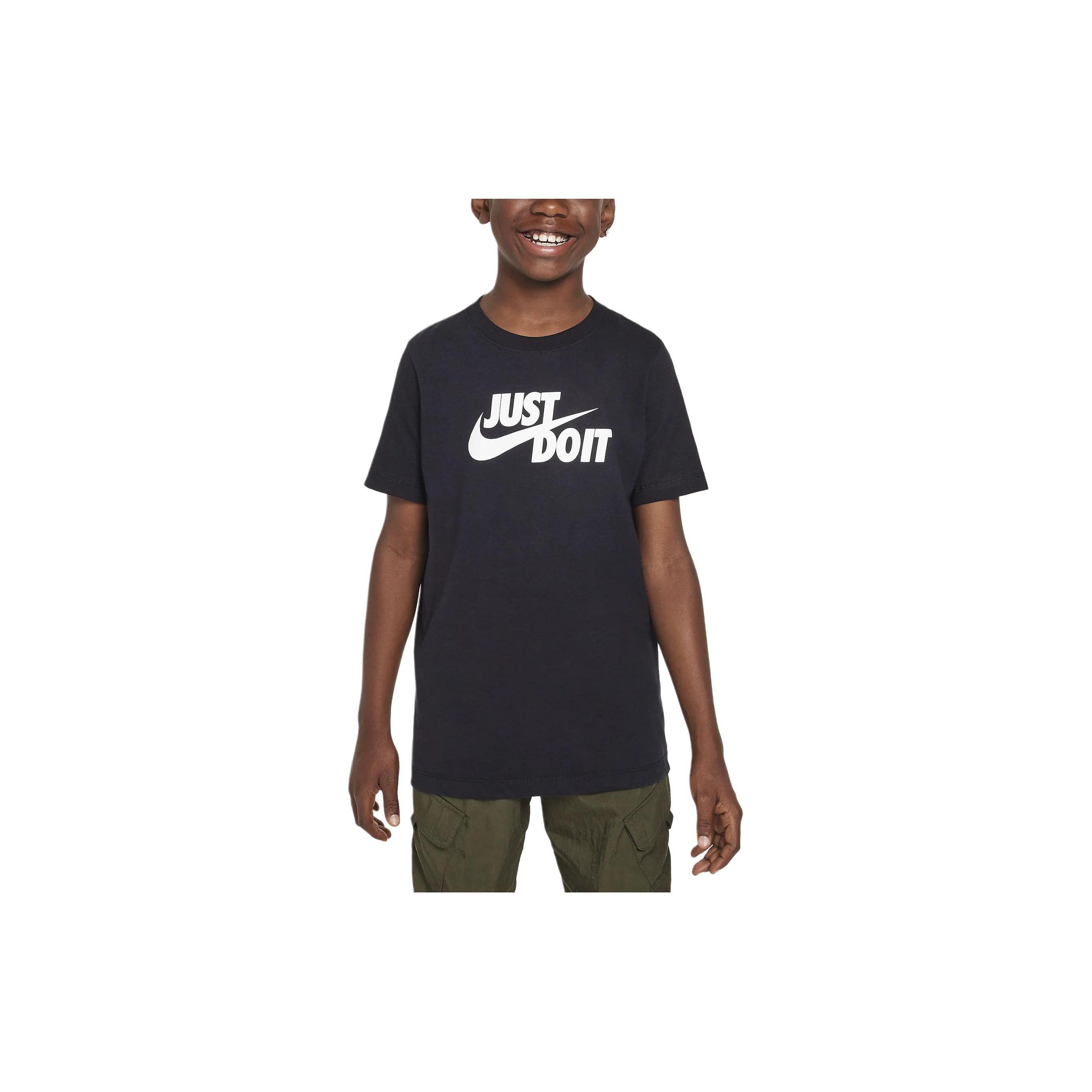 

Nike Спортивная футболка с круглым вырезом и коротким рукавом с принтом букв, детские топы, черный цвет FV4078-010 XS