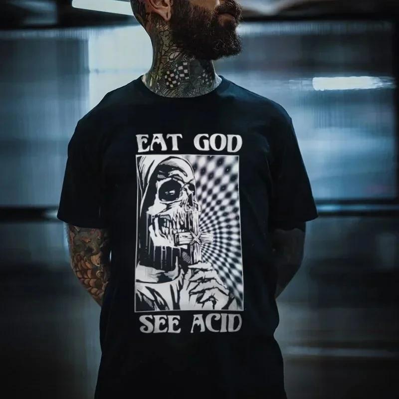 Punk Rock Skull Tshirt Fashion Tough Guy T Shirt Harajuku Heavy Metal Rock Tops Summer Street Hip-Hop Tee Ropa Hombre