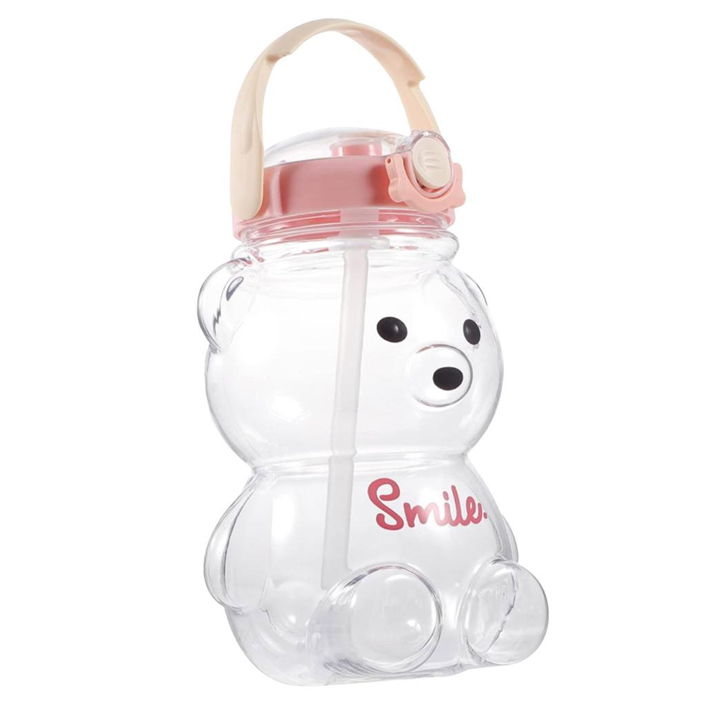 34oz/ 47oz Cute Bear Shaped Straw Bottle Pp Clear Grade Drink Jug For Girls Leak Proof Bear Water Bottle With Coffee Mugs Small