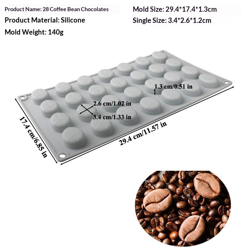 6/28Cavity Diy Coffee Bean Forms Mousse Cake Mold Silicone Pastry Molds For Baking French Dessert Cake Decorating Tools