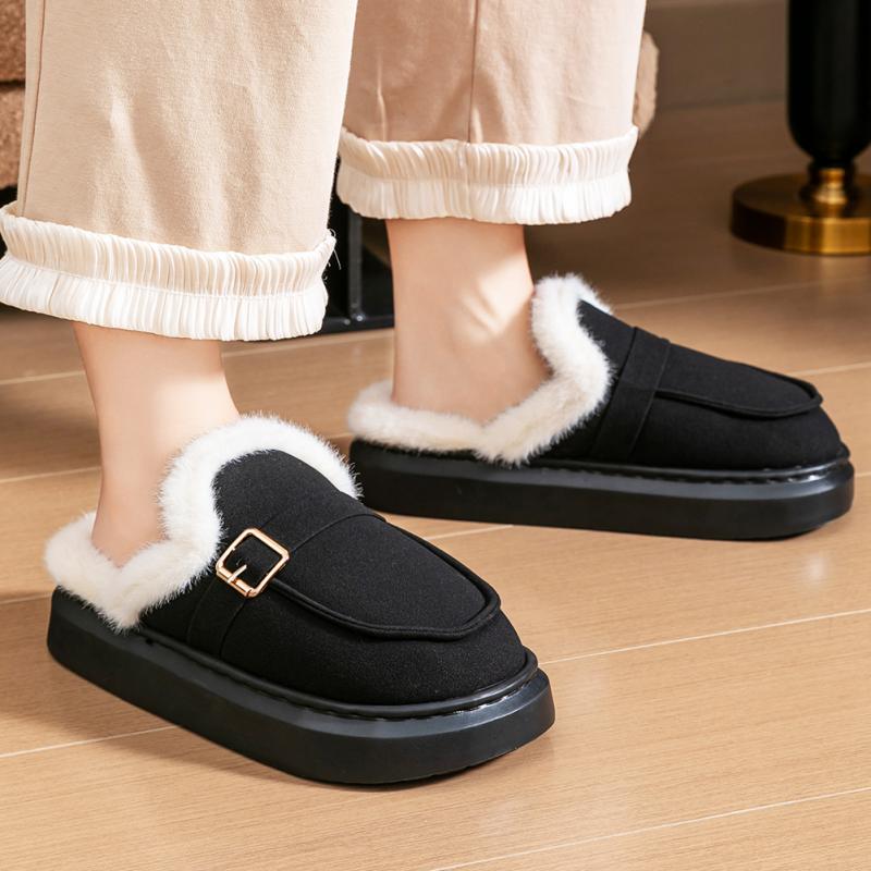 Memory Foam Slippers Women Suede Platform EVA Sole Warm Home Shoes Winter Non Slip Comfortable